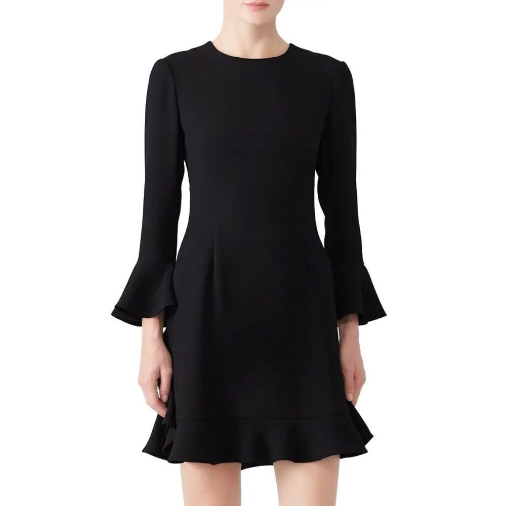 Jill Stuart Black Wool Ruffle Bell Dress 0